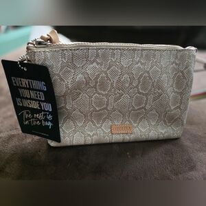 Consuela Tan Snakeskin Clutch Bag